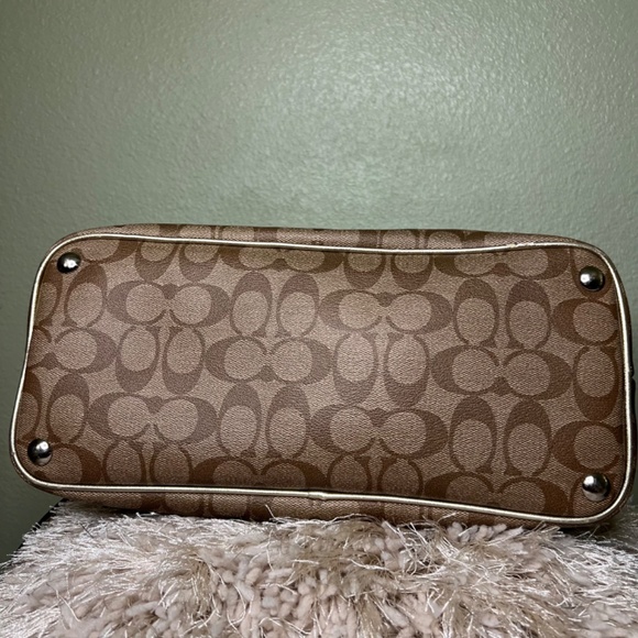 COACH Peyton in Signature Monogram Canvas & Leather Cora Domed Satchel Handbag - Picture 6 of 15